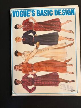 Vogue Sewing Pattern Size 12 2208 Pattern Vogue Basic Design Size 12 uncut